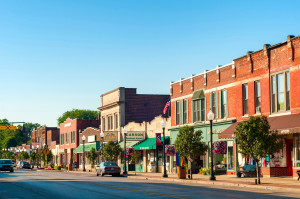 BEDFORD, OH - JULY 25, 2015: With many old buildings over a century old, this southeastern Cleveland suburb retains a small-town America look and atmosphere.