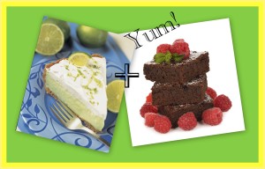 Collage of key lime pie and brownie images istockphoto 000010904400 and 000010904400