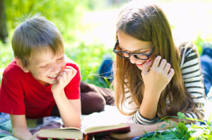 Kids reading a book