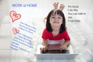 Asian Chinese little girl with laptop lying on the floor at home